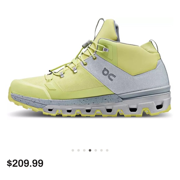 On Clouds Shoes - On Cloudventure Waterproof Mid Hiking Shoe - Lime/Gray-size 9 woman’s NEW